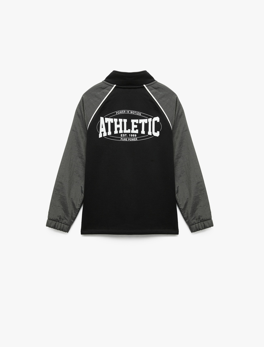  Erkek Çocuk Dik Yaka Uzun Kollu Şardonlu Fermuarlı Sweatshirt