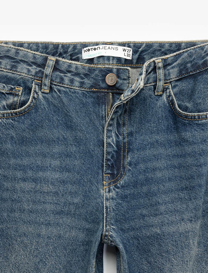   Pamuklu Düz Kesim Düz Paça Jean Pantolon - Straight Jeans