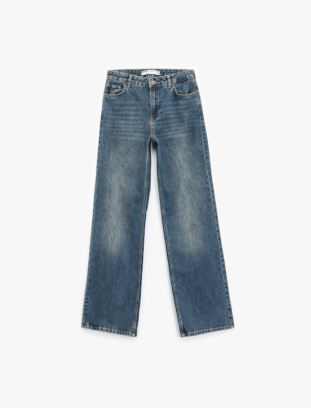 Pamuklu Düz Kesim Düz Paça Jean Pantolon - Straight Jeans_0