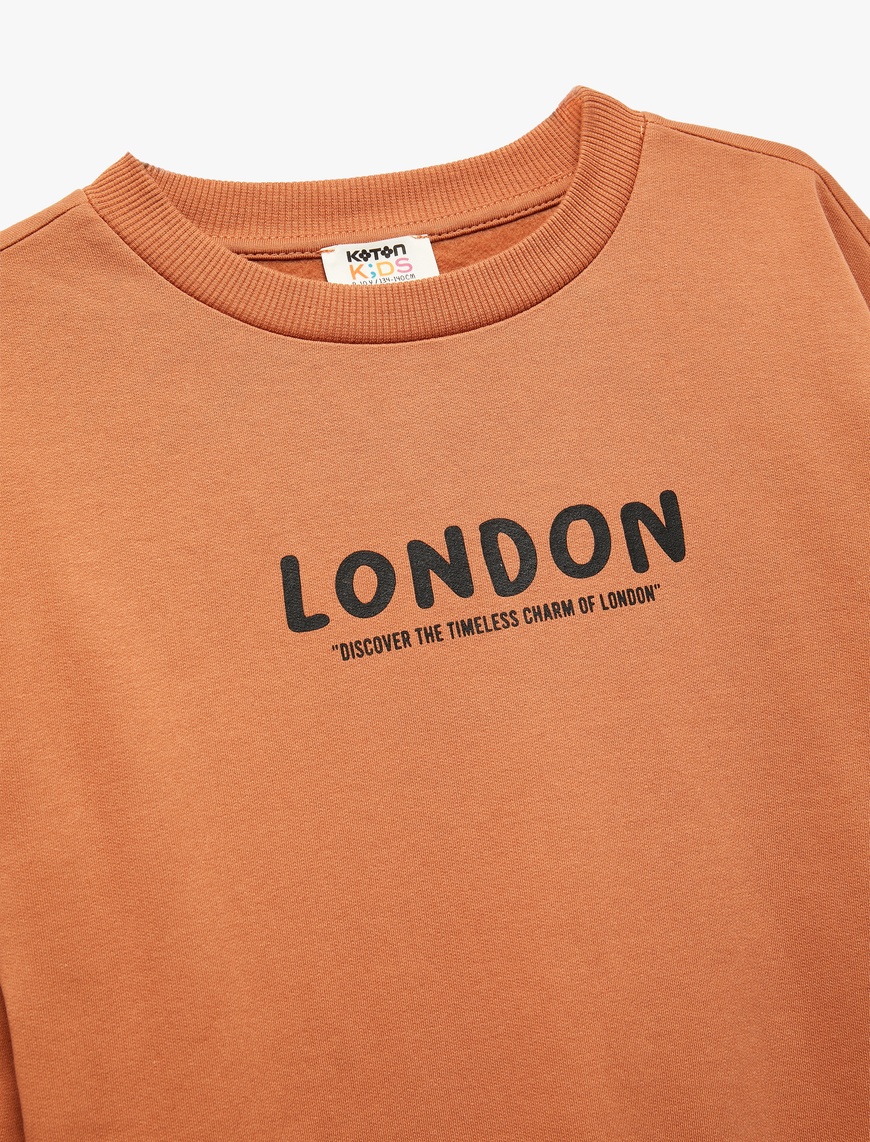  Erkek Çocuk Pamuklu Uzun Kollu Bisiklet Yaka Baskılı Oversize Sweatshirt