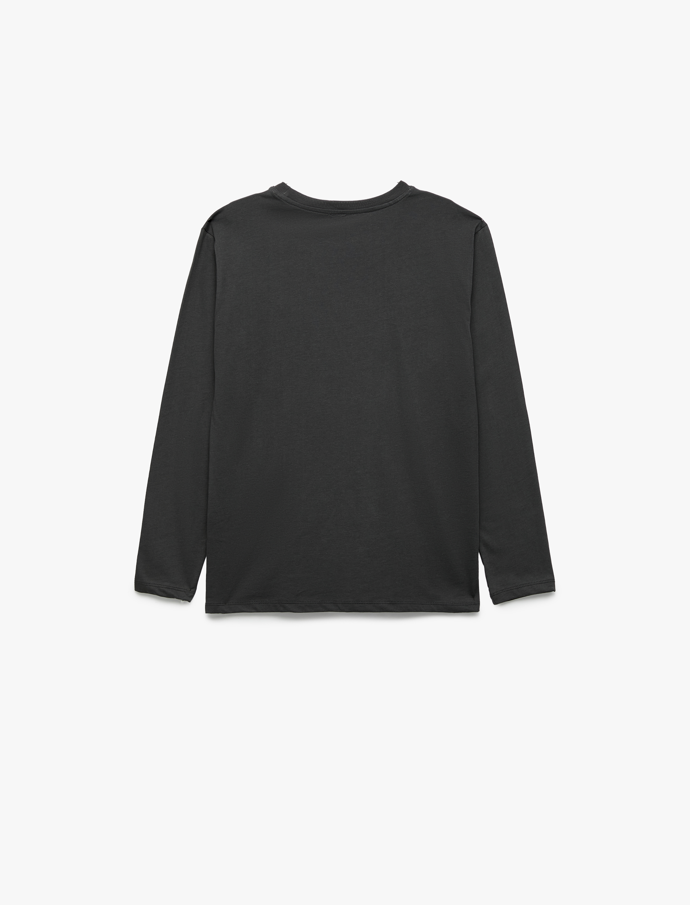  Erkek Çocuk Bisiklet Yaka Uzun Kollu Pullu Payetli Dinozor Baskılı Pamuklu Tişört