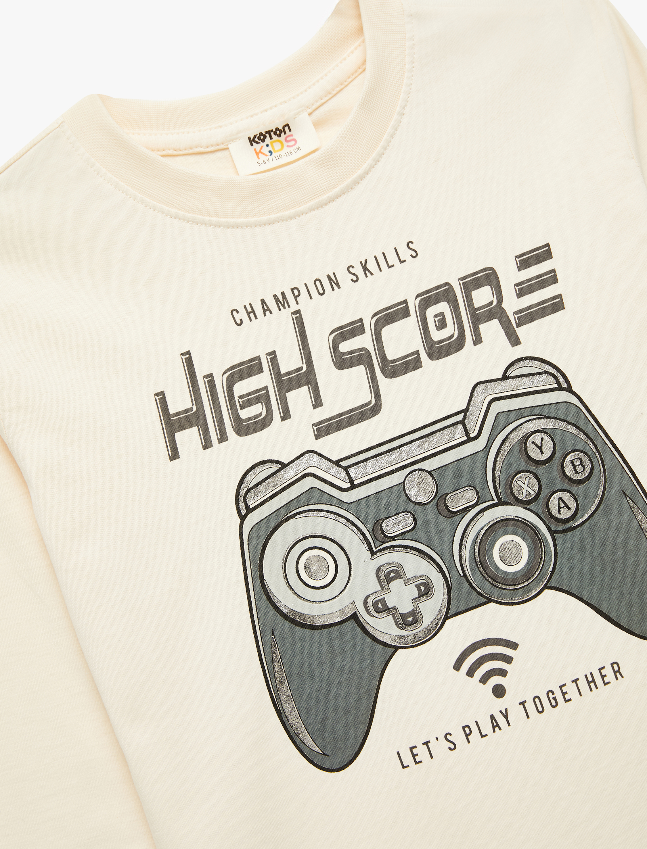 Erkek Çocuk Pamuklu Uzun Kollu Bisiklet Yaka Baskılı Tişört