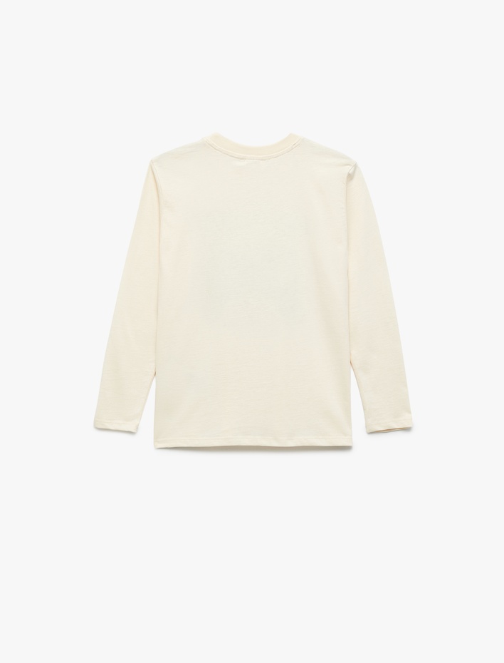 Erkek Çocuk Pamuklu Uzun Kollu Bisiklet Yaka Baskılı Tişört