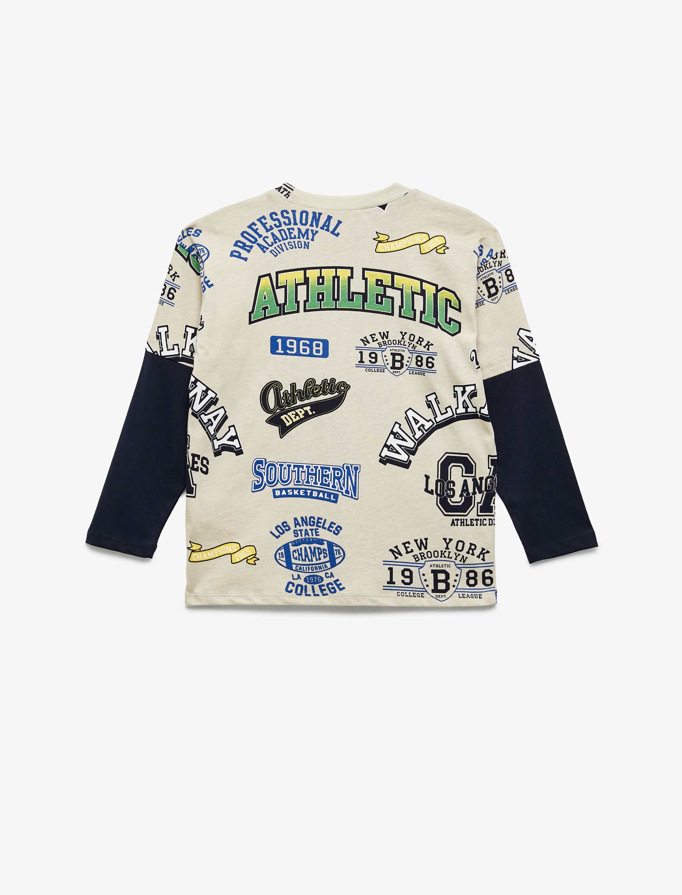  Erkek Çocuk Uzun Kollu Bisiklet Yaka Pamuklu Baskılı Tişört