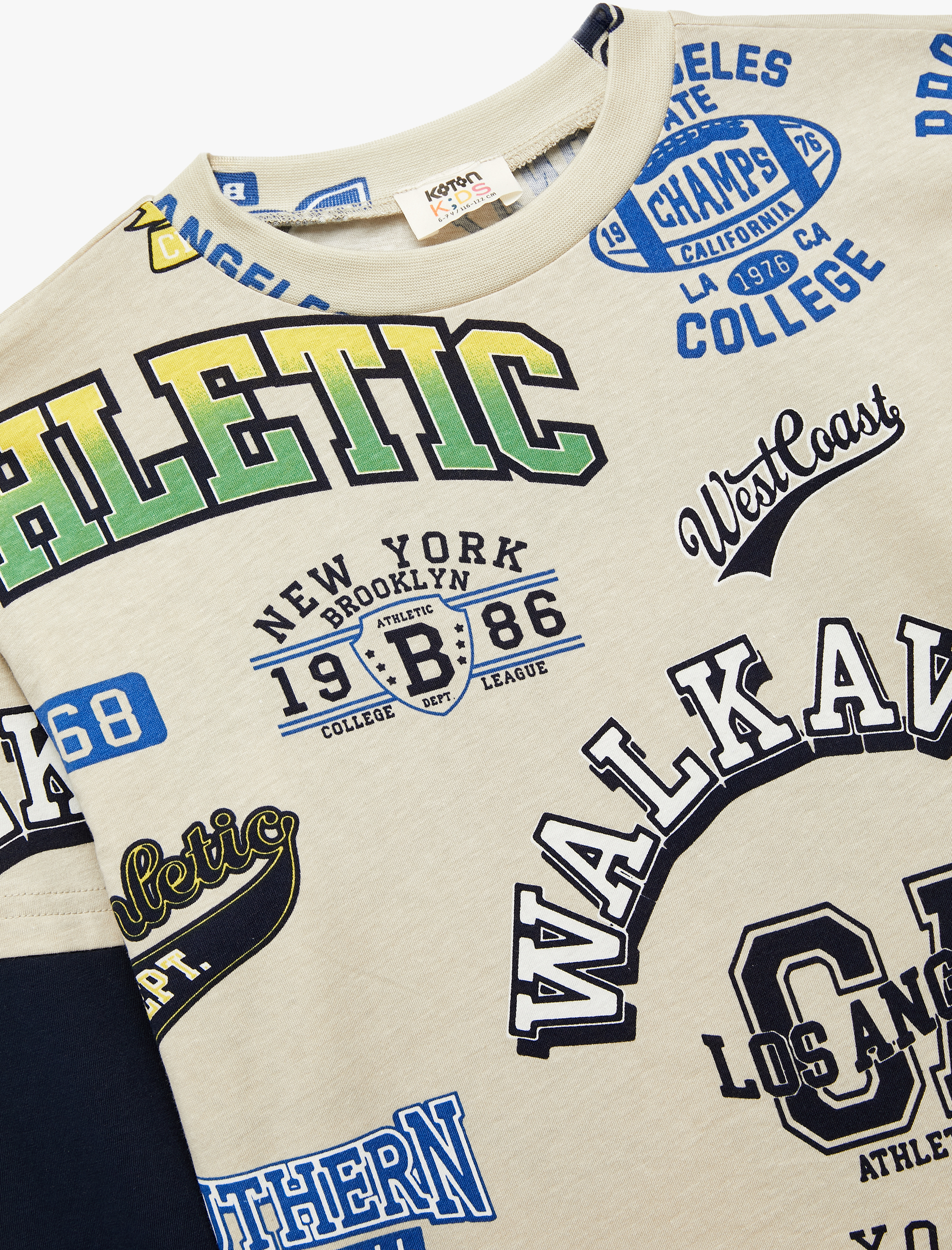  Erkek Çocuk Uzun Kollu Bisiklet Yaka Pamuklu Baskılı Tişört