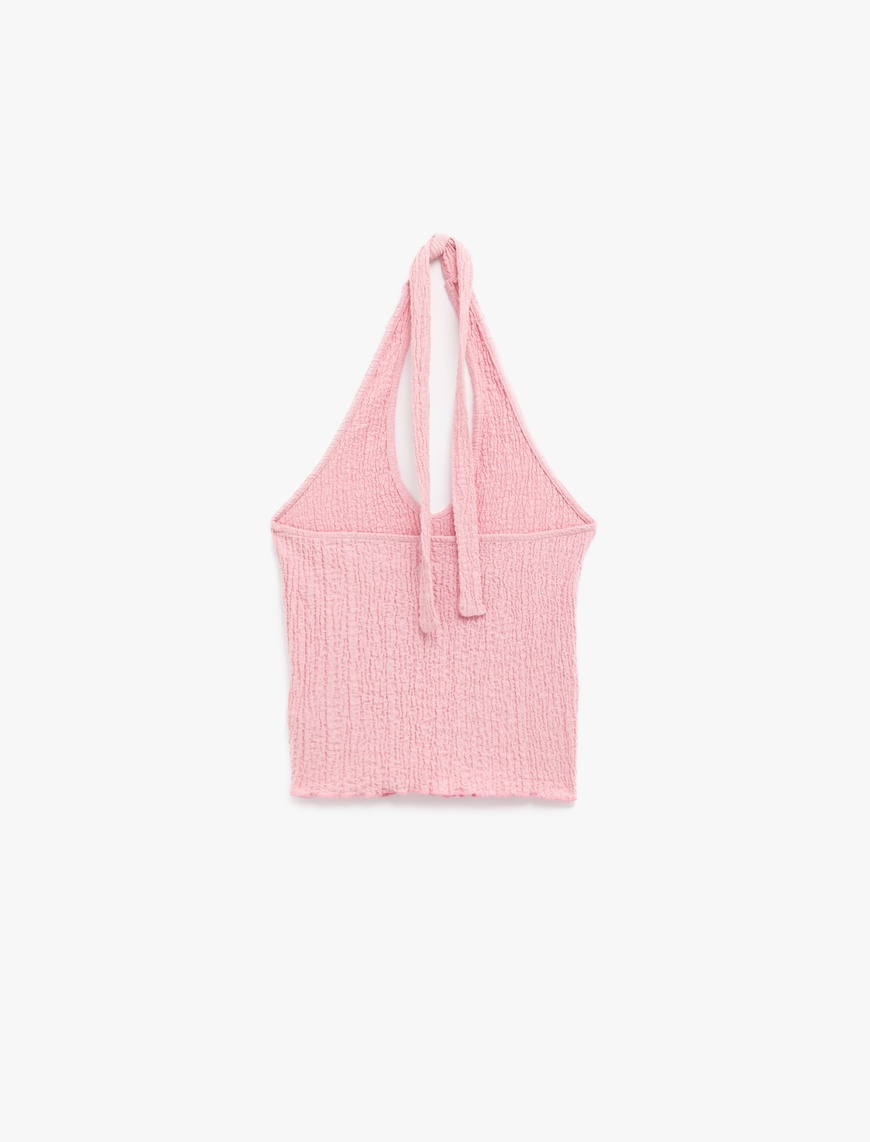   Bürümcük Kumaş Slim Fit Sırt Dekolteli Halter Yaka Üst
