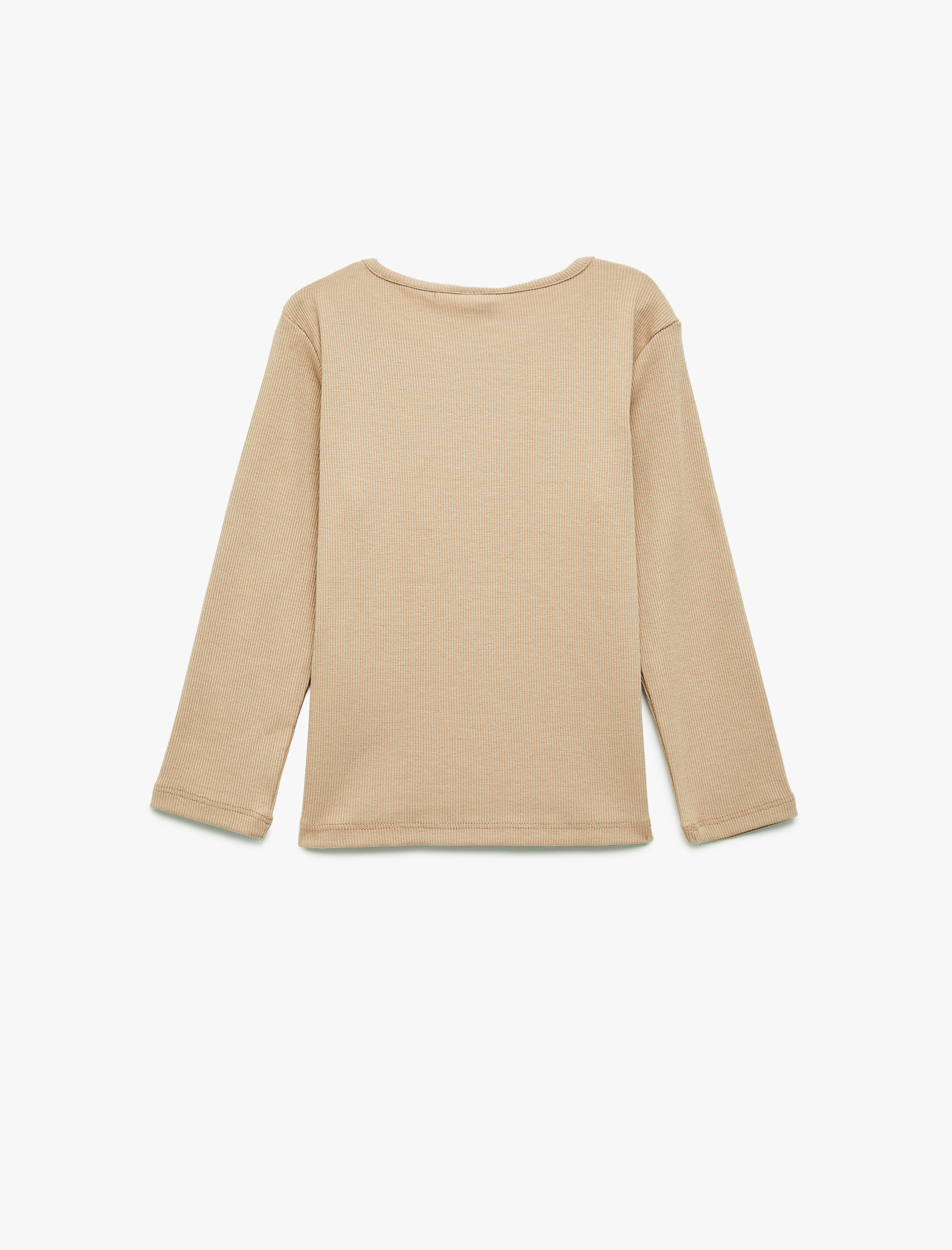  Kız Bebek Ayıcık Nakışlı Uzun Kollu Bisiklet Yaka Pamuklu Tişört