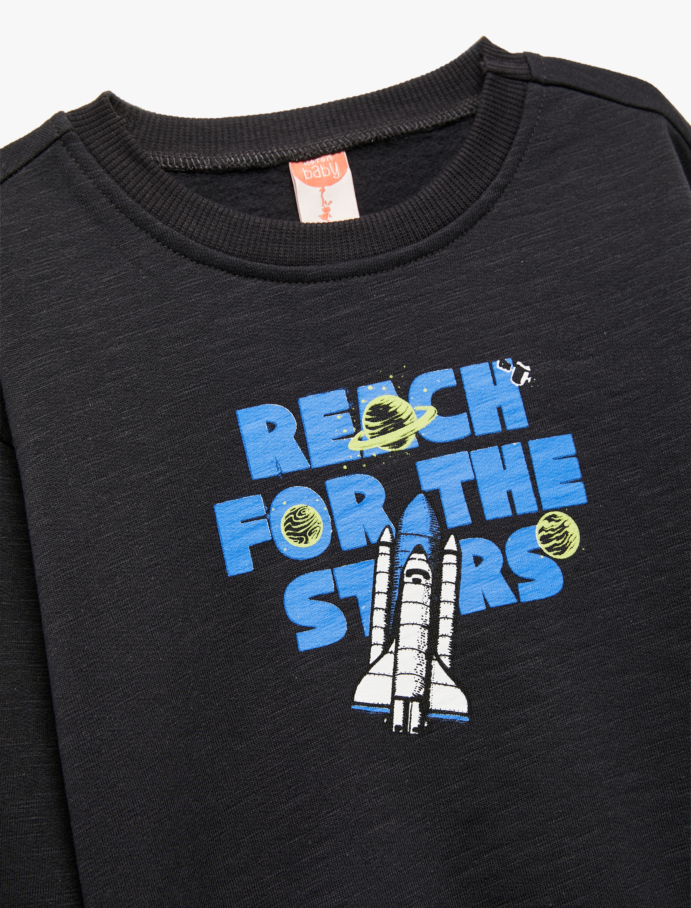  Erkek Bebek Uzun Kollu Bisiklet Yaka Pamuklu Baskılı Sweatshirt