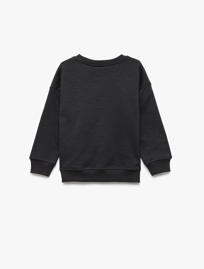 Erkek Bebek Uzun Kollu Bisiklet Yaka Pamuklu Baskılı Sweatshirt