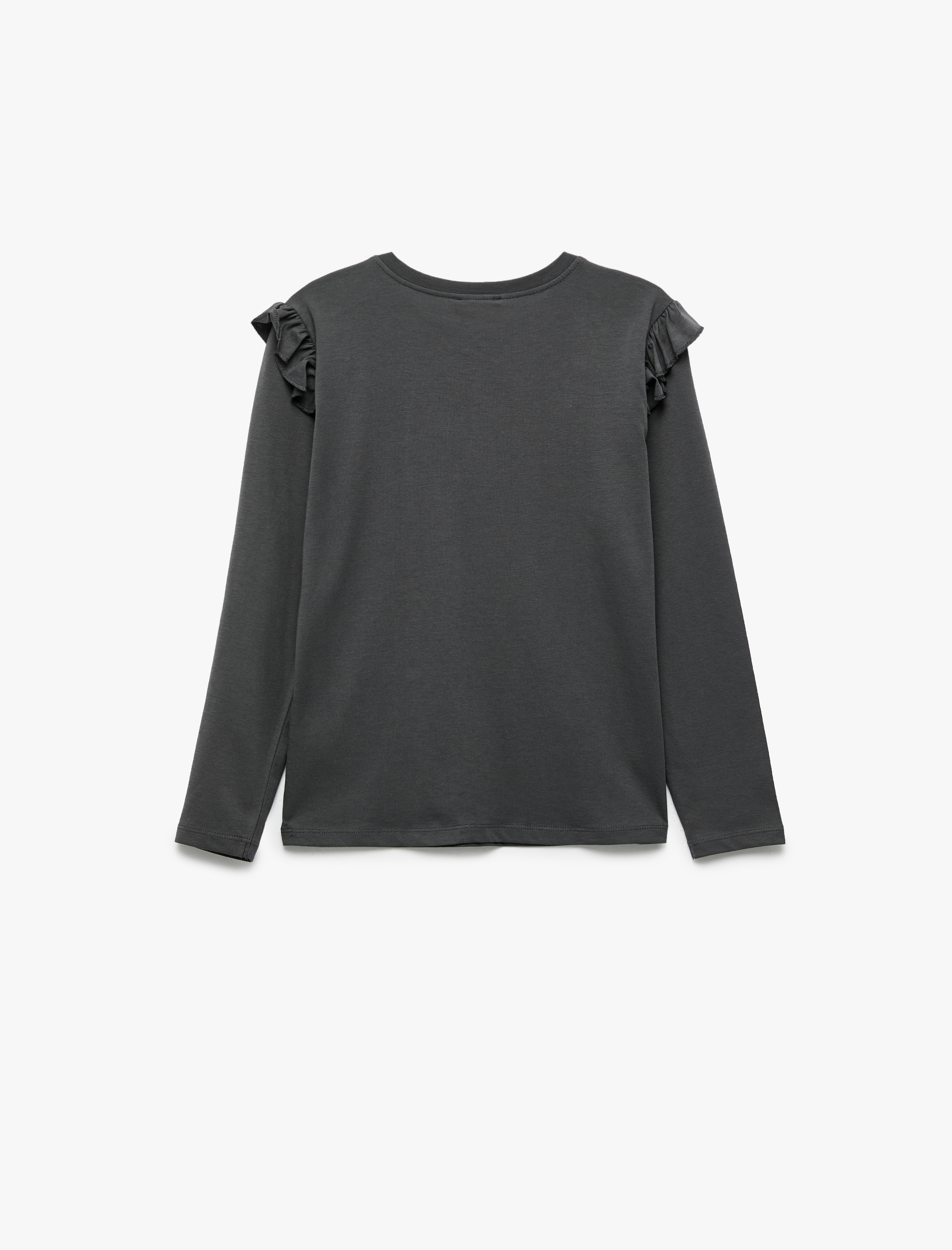  Kız Çocuk Pamuklu Uzun Kollu Bisiklet Yaka Baskılı Tişört