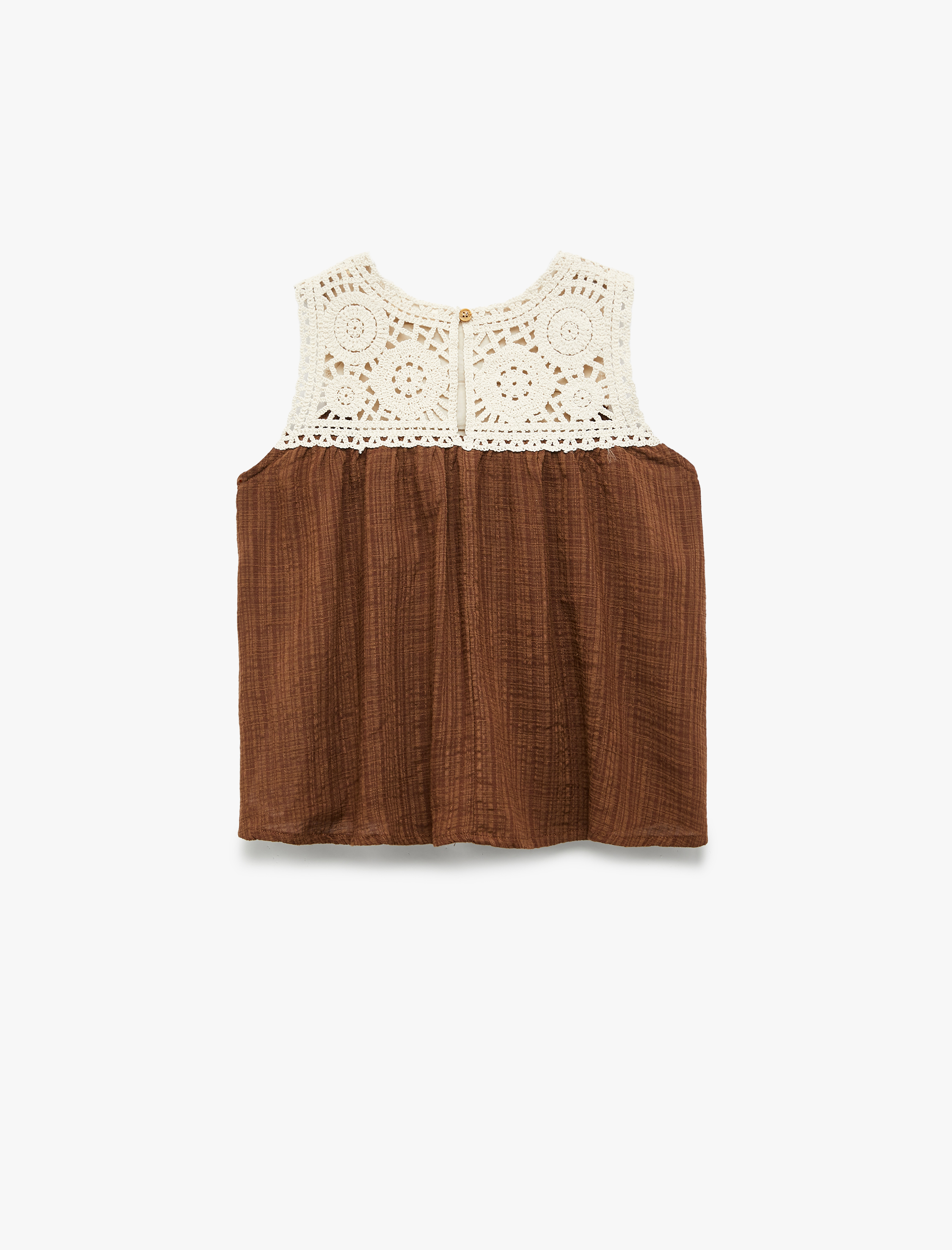  Kız Çocuk Pamuklu Viskon Kolsuz Bisiklet Yaka Nakışlı Bluz