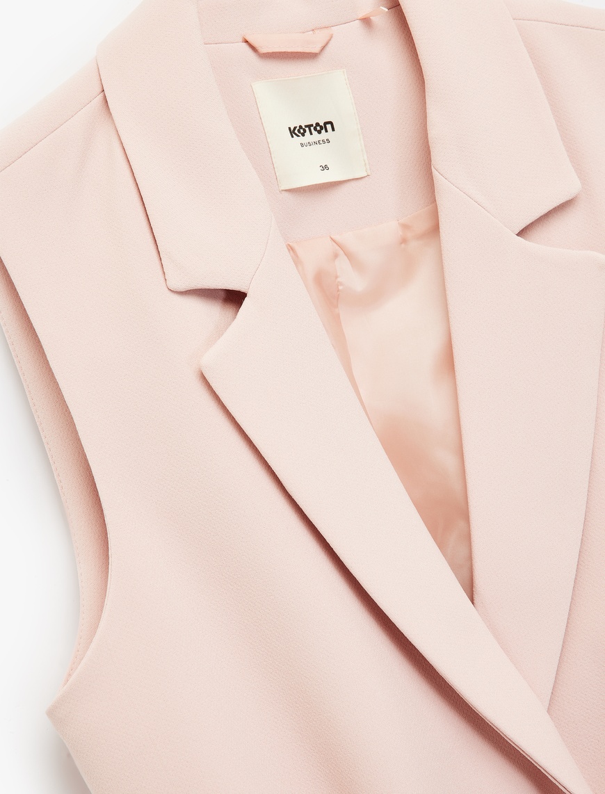   Kemerli Kruvaze Uzun Blazer Yelek