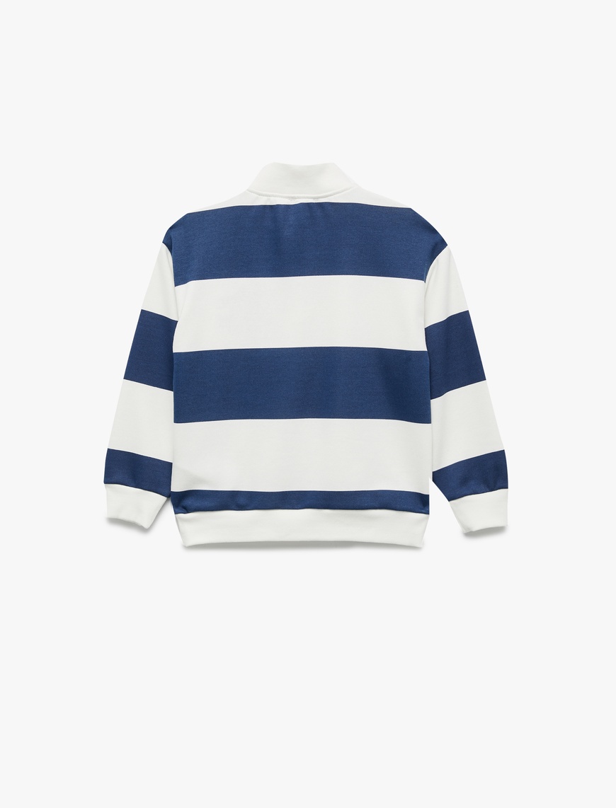  Erkek Çocuk Dik Yaka Uzun Kollu Yarım Fermuarlı Oversize Sweatshirt