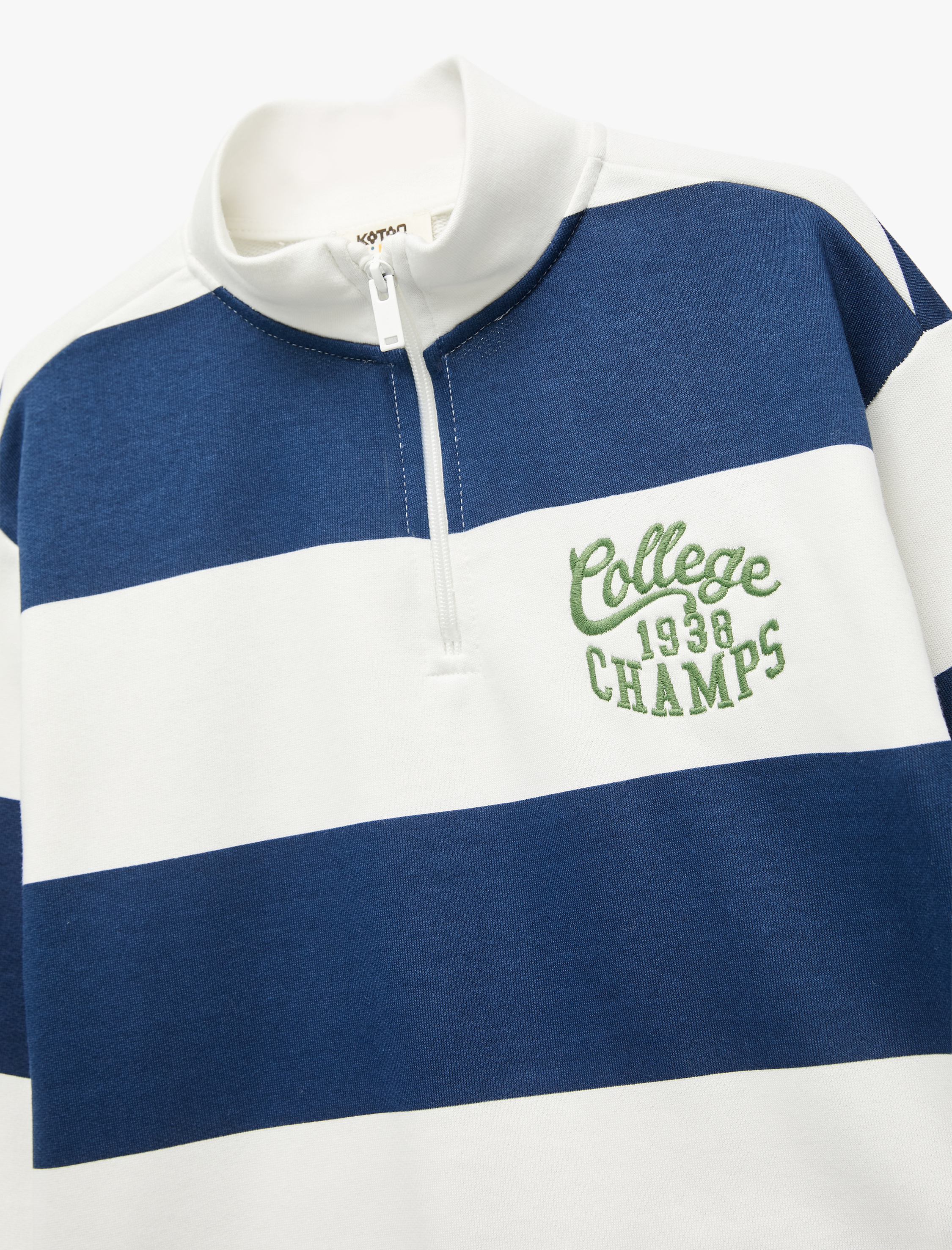  Erkek Çocuk Dik Yaka Uzun Kollu Yarım Fermuarlı Oversize Sweatshirt