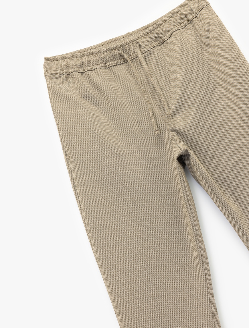   Straight Fit Pike Kumaş Cep Detaylı Beli Bağcıklı Pantolon
