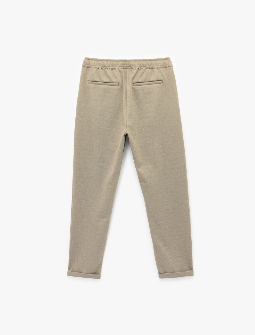   Straight Fit Pike Kumaş Cep Detaylı Beli Bağcıklı Pantolon