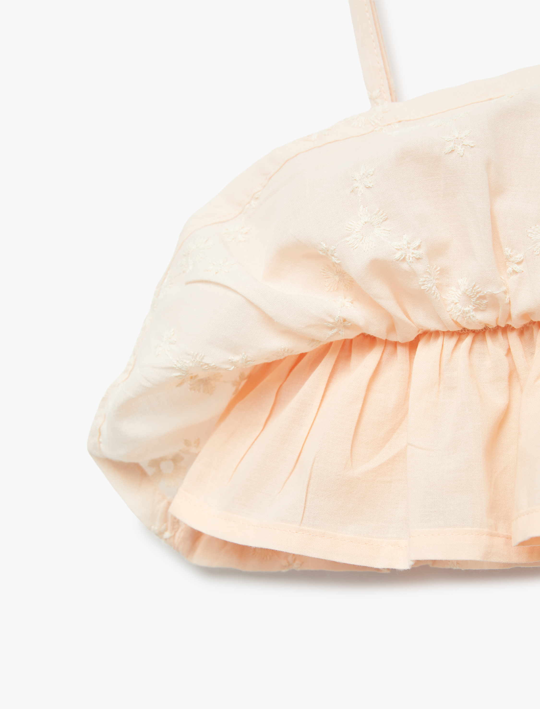  Kız Çocuk Pamuklu İnce Askılı Volanlı Fistolu Bluz