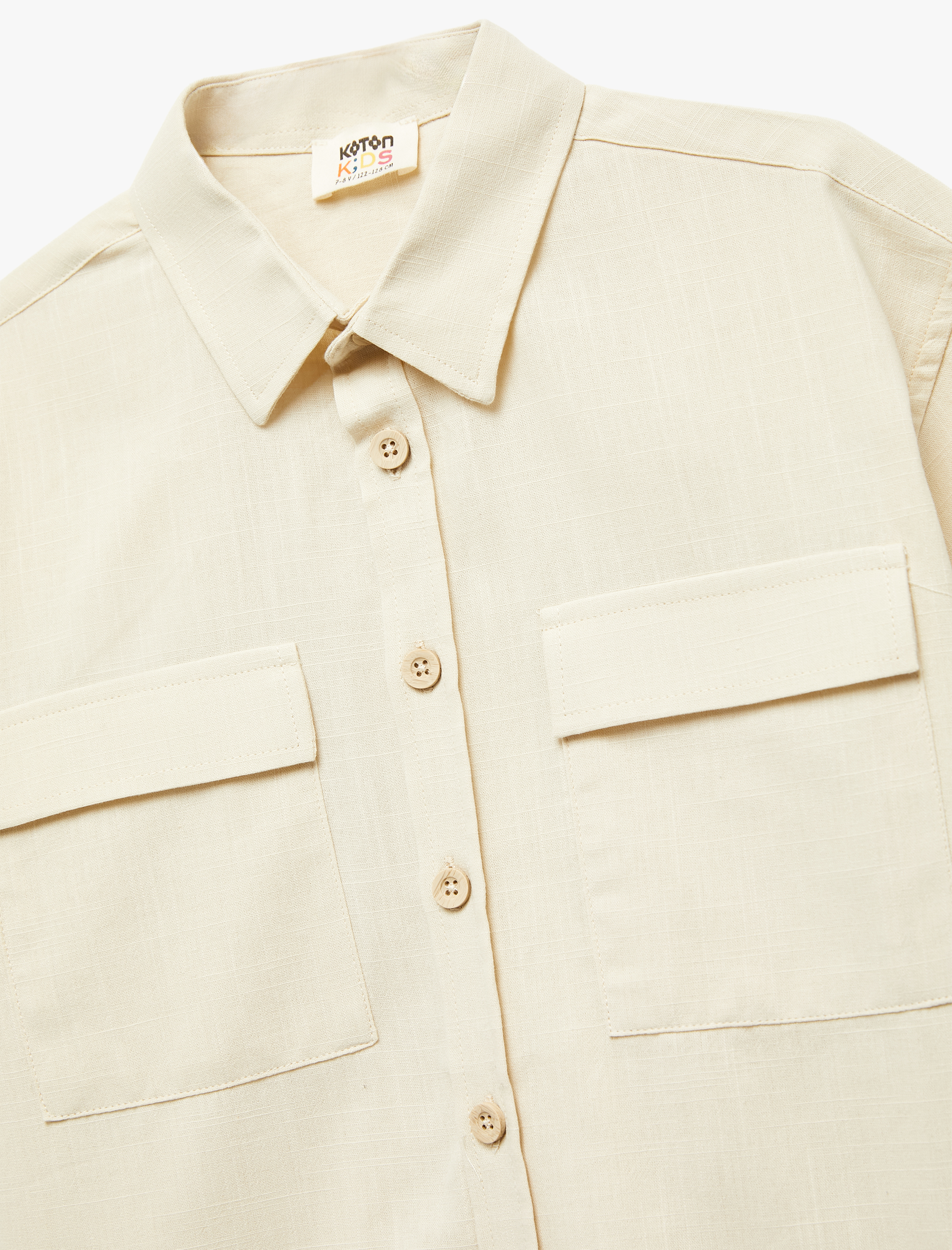  Erkek Çocuk Pamuklu Düğmeli Kapaklı Cepli Kısa Kollu Gömlek