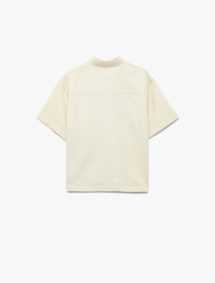 Erkek Çocuk Pamuklu Düğmeli Kapaklı Cepli Kısa Kollu Gömlek