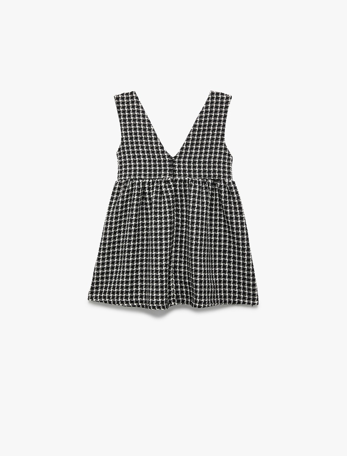 Kız Bebek Fiyonk Detaylı V Yaka Askılı Jile Elbise