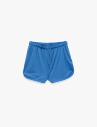 Yüksek Bel Rahat Kalıp Bağcıklı Basic Spor Şort