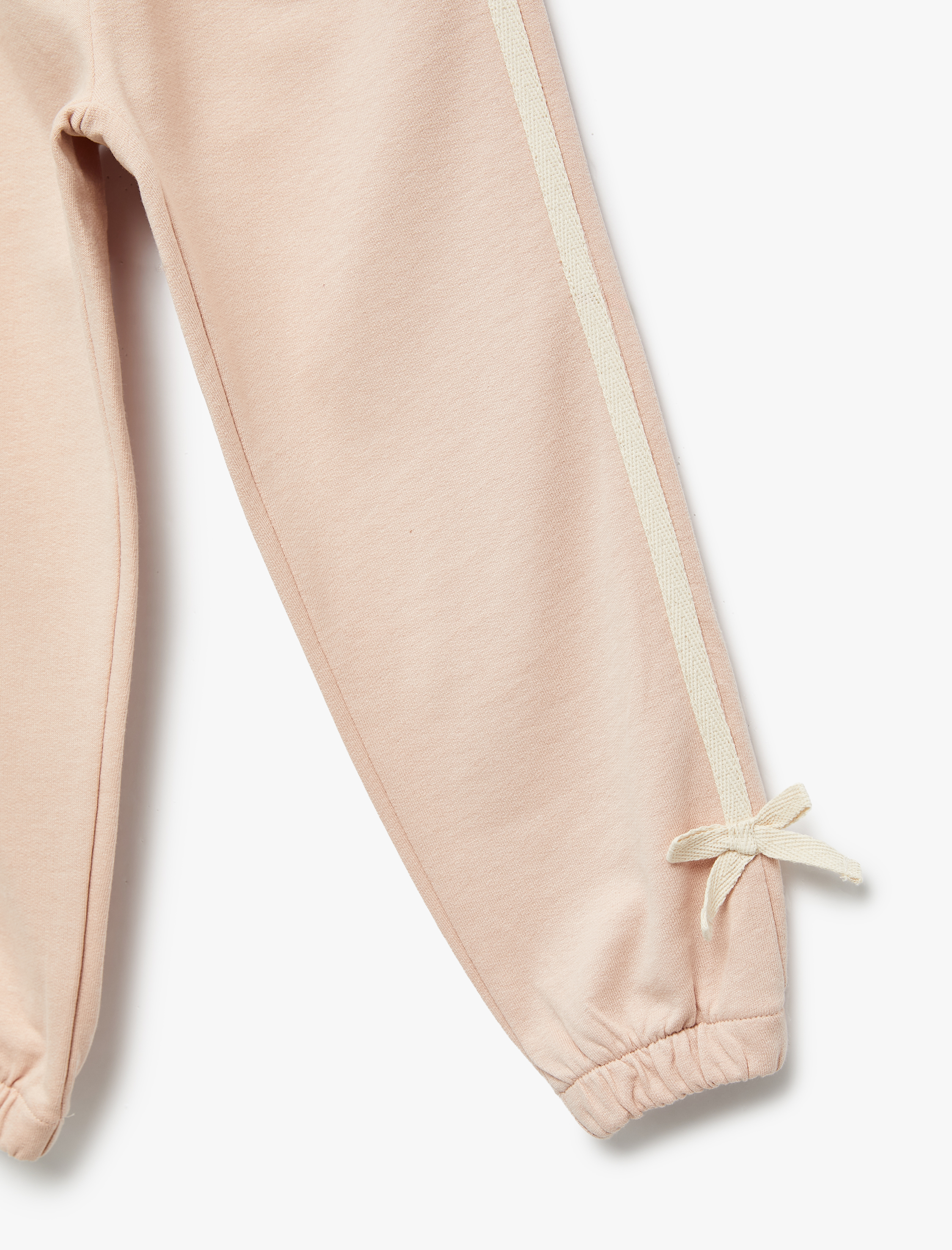  Kız Bebek Pamuklu Beli Lastikli Fiyonk Detaylı Şardonlu Jogger Eşofman Altı