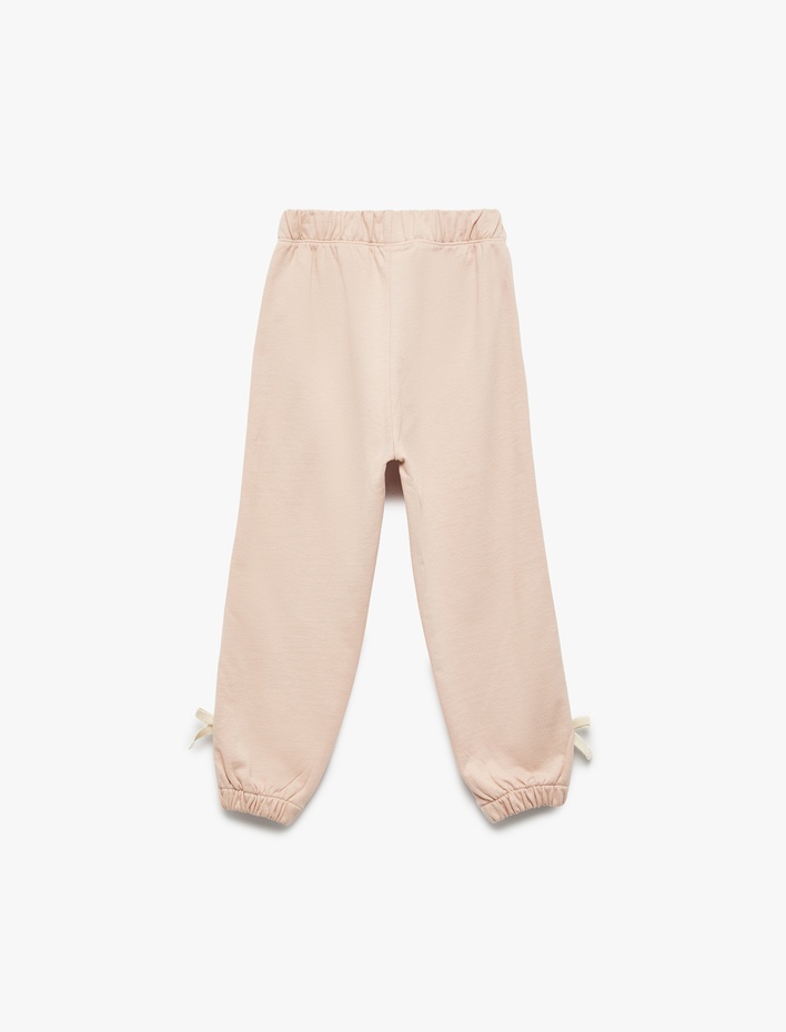 Kız Bebek Pamuklu Beli Lastikli Fiyonk Detaylı Şardonlu Jogger Eşofman Altı