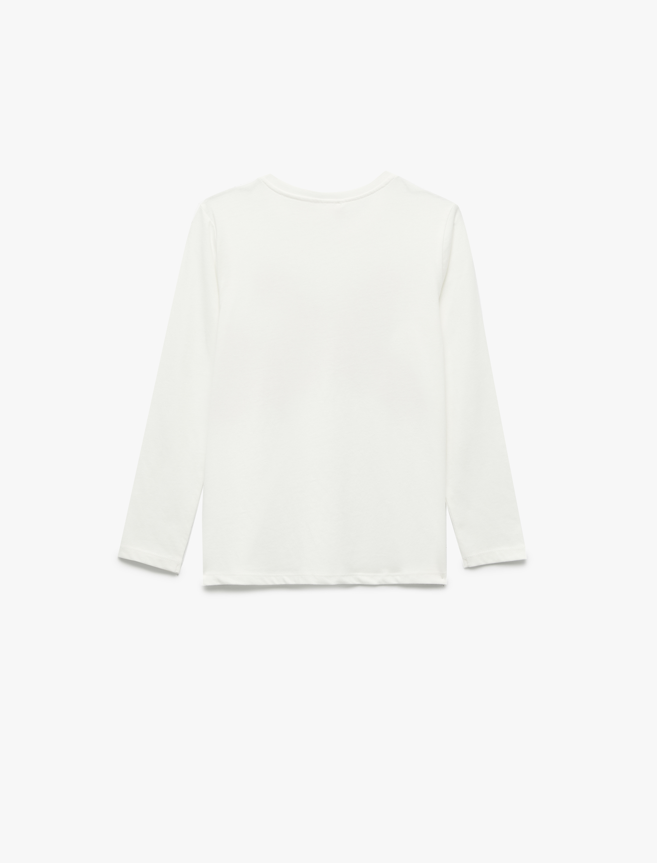  Kız Çocuk Pullu Payetli Uzun Kollu Bisiklet Yaka Pamuklu Tişört