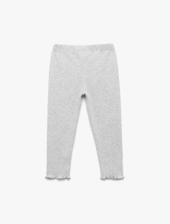 Kız Bebek Beli Lastikli Cep Detaylı Kaşkorse Basic Tayt