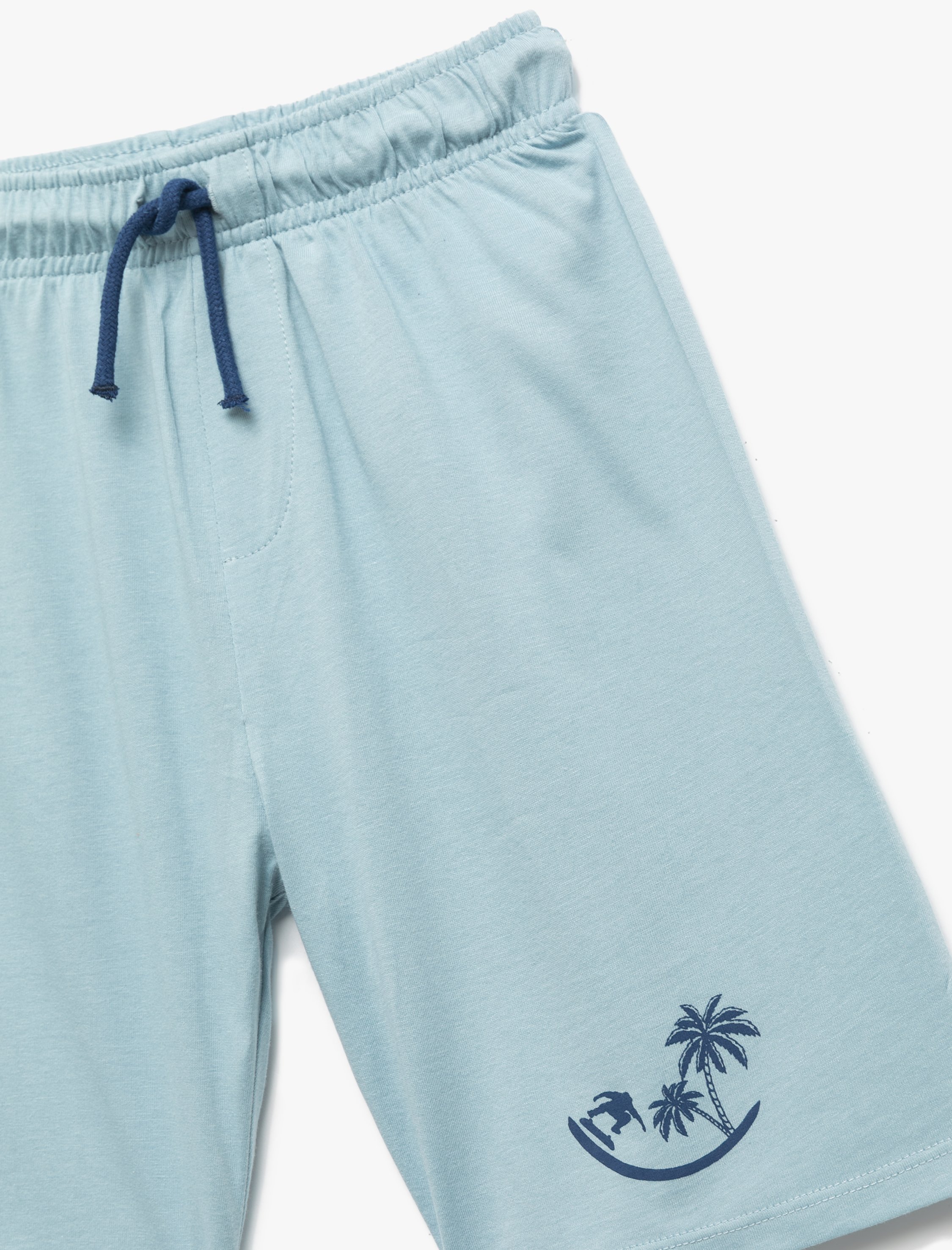 Erkek Çocuk Baskılı Pamuklu Beli Bağcıklı Şort