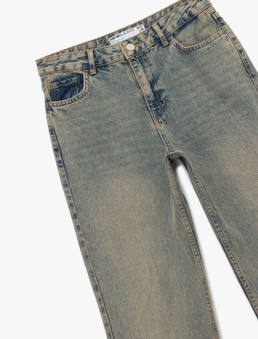   Pamuklu Düz Kesim Düz Paça Jean Pantolon - Straight Jeans