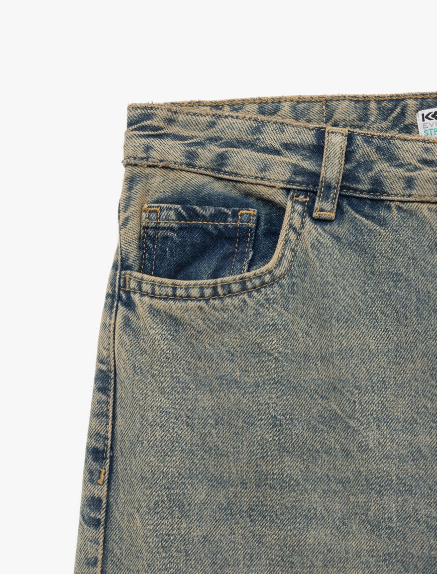   Pamuklu Düz Kesim Düz Paça Jean Pantolon - Straight Jeans