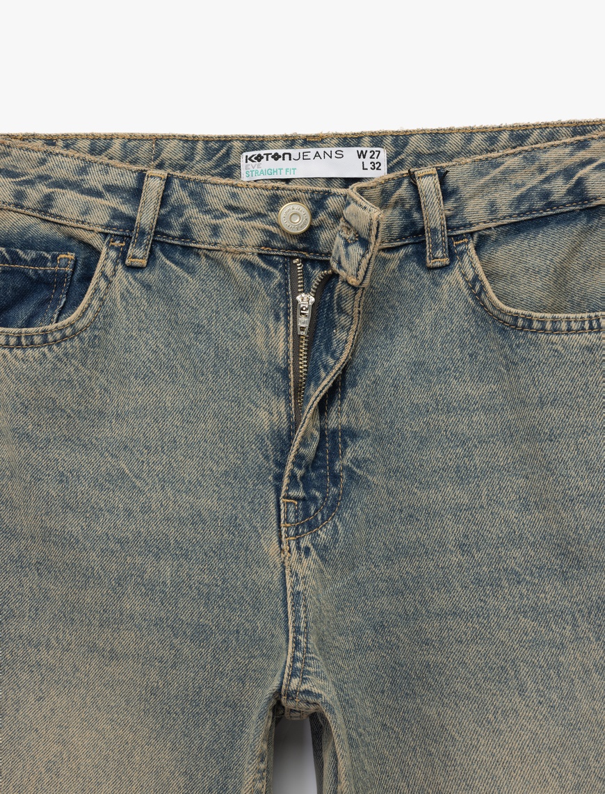   Pamuklu Düz Kesim Düz Paça Jean Pantolon - Straight Jeans