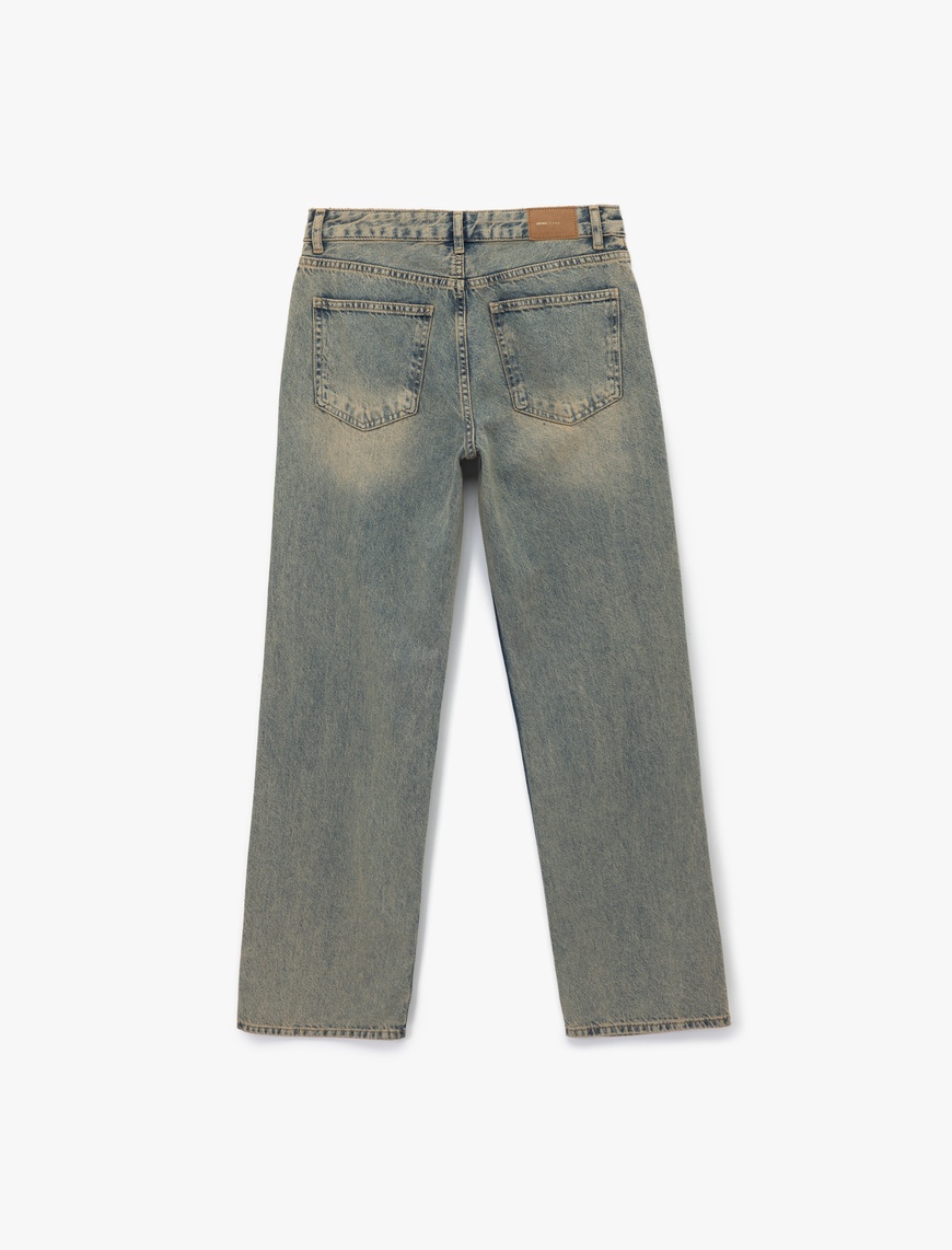   Pamuklu Düz Kesim Düz Paça Jean Pantolon - Straight Jeans