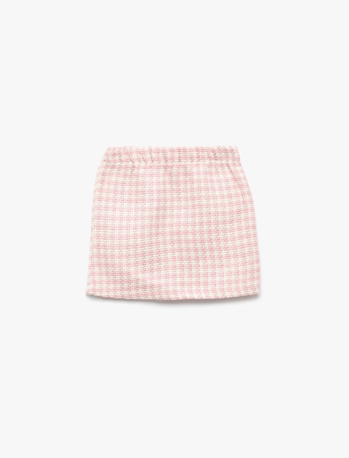 Kız Bebek Beli Lastikli Ekoseli Tüvit Etek