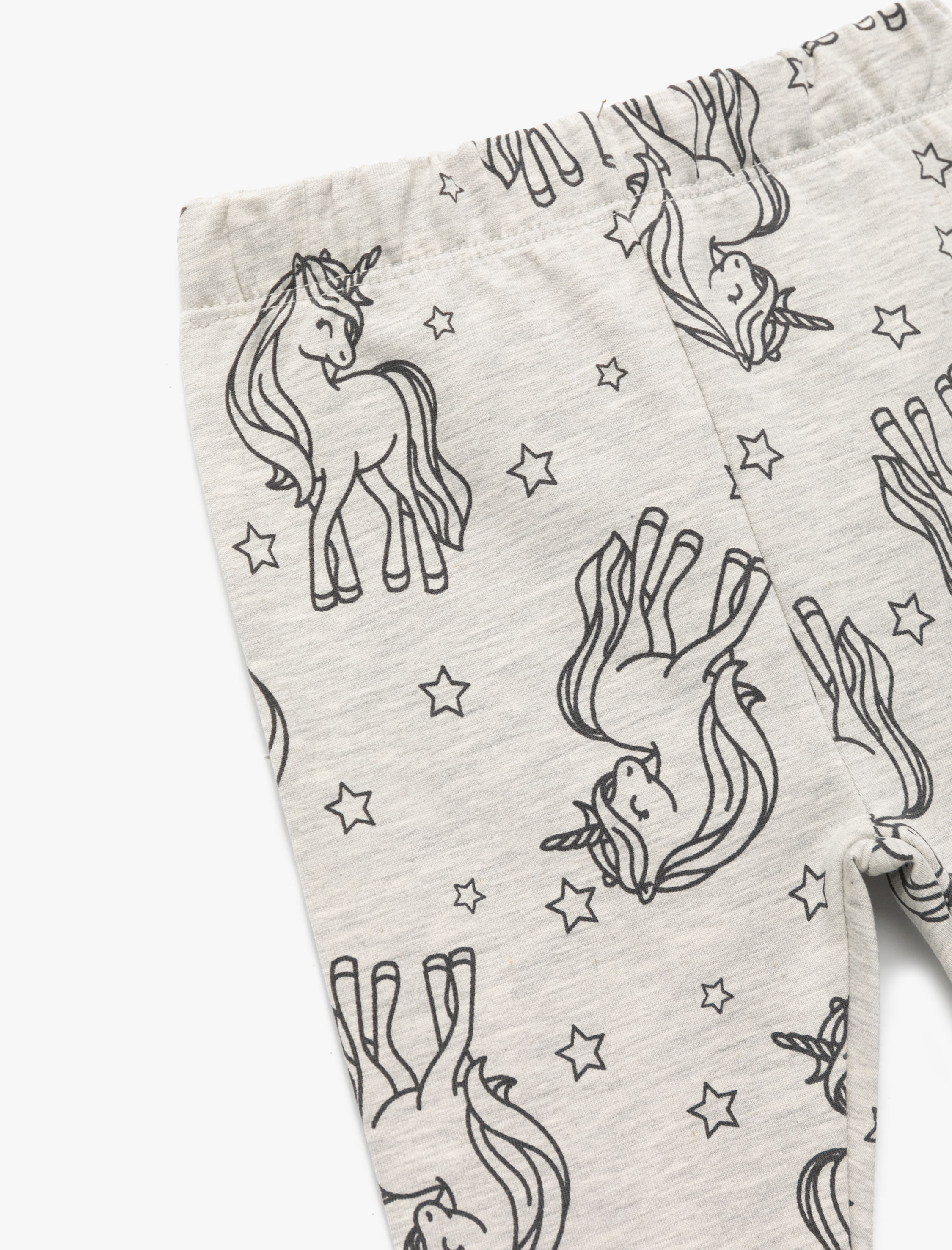  Kız Bebek Beli Lastikli Unicorn Baskılı Şardonlu Pamuklu Tayt