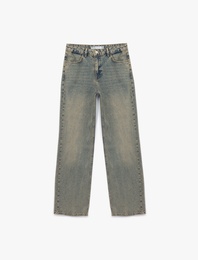 Pamuklu Düz Kesim Düz Paça Jean Pantolon - Straight Jeans