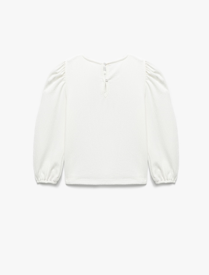 Kız Çocuk Fiyonklu Uzun Kollu Bisiklet Yaka Bluz