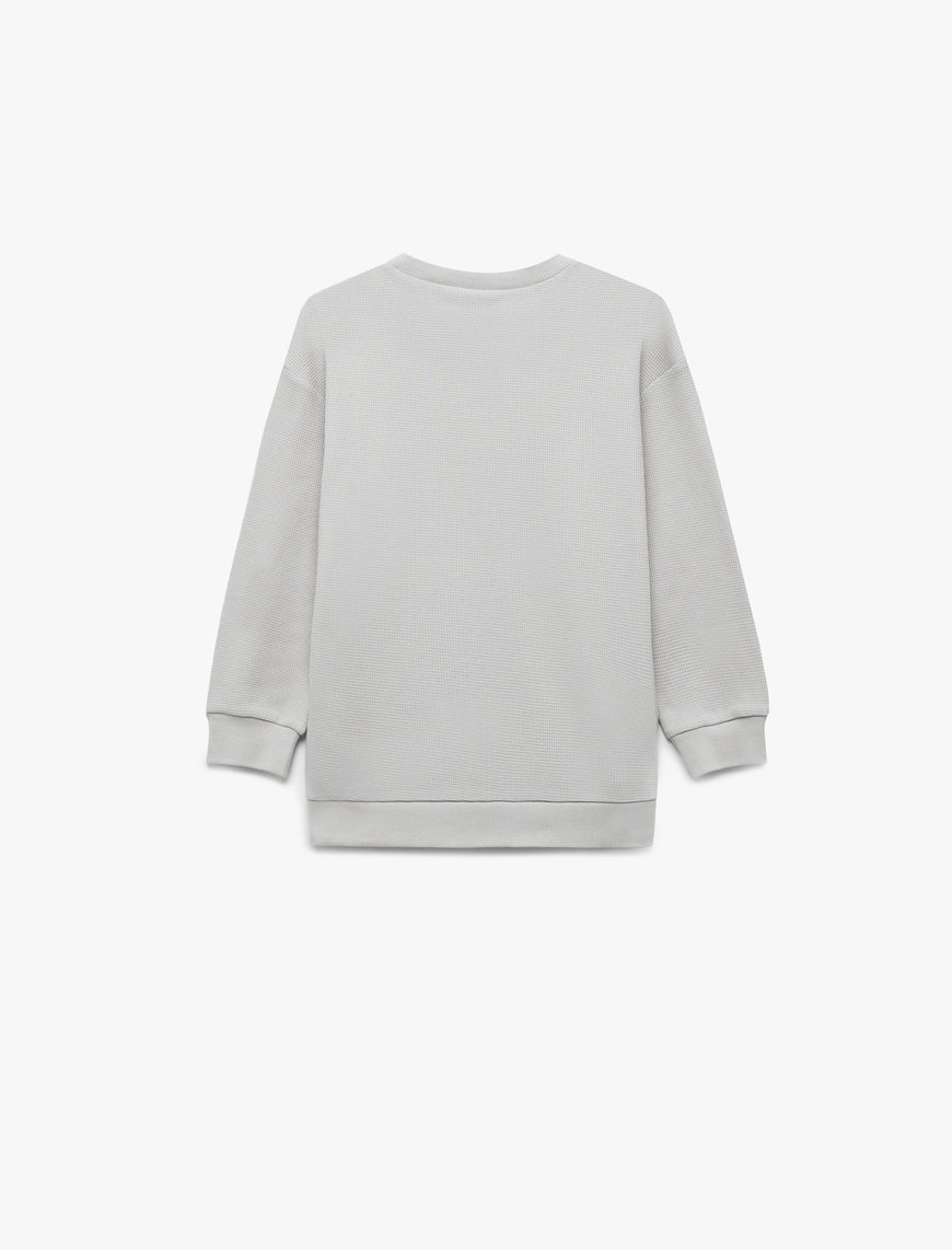  Erkek Çocuk Pamuklu Uzun Kollu Bisiklet Yaka Oversize Basic Sweatshirt