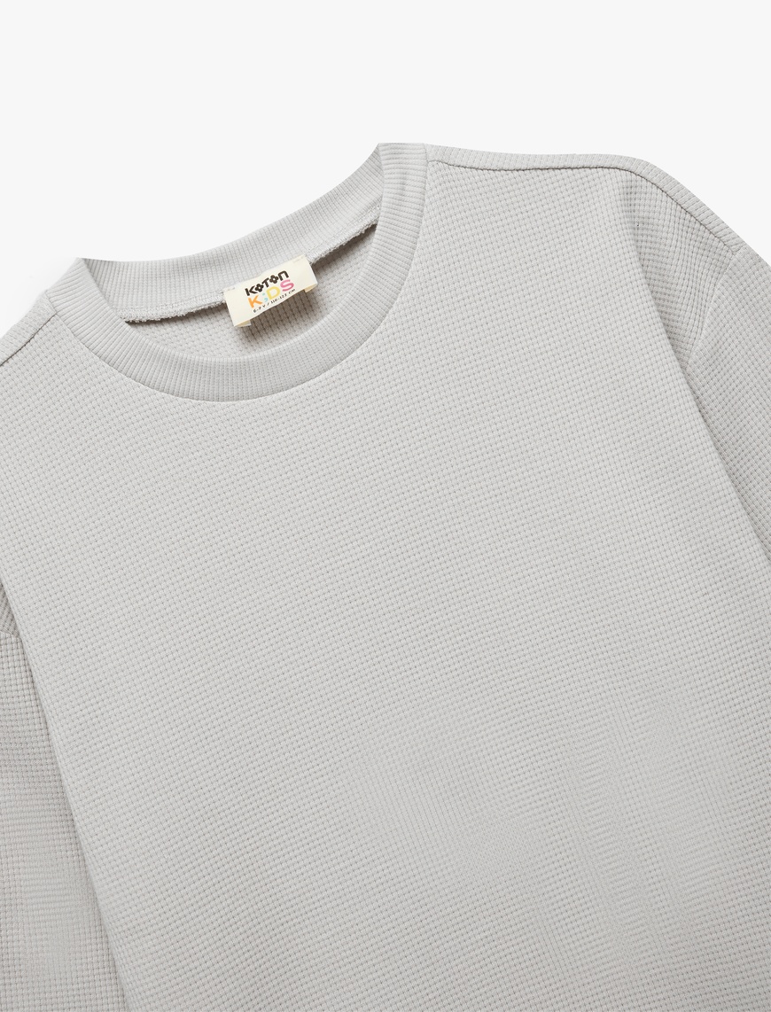  Erkek Çocuk Pamuklu Uzun Kollu Bisiklet Yaka Oversize Basic Sweatshirt