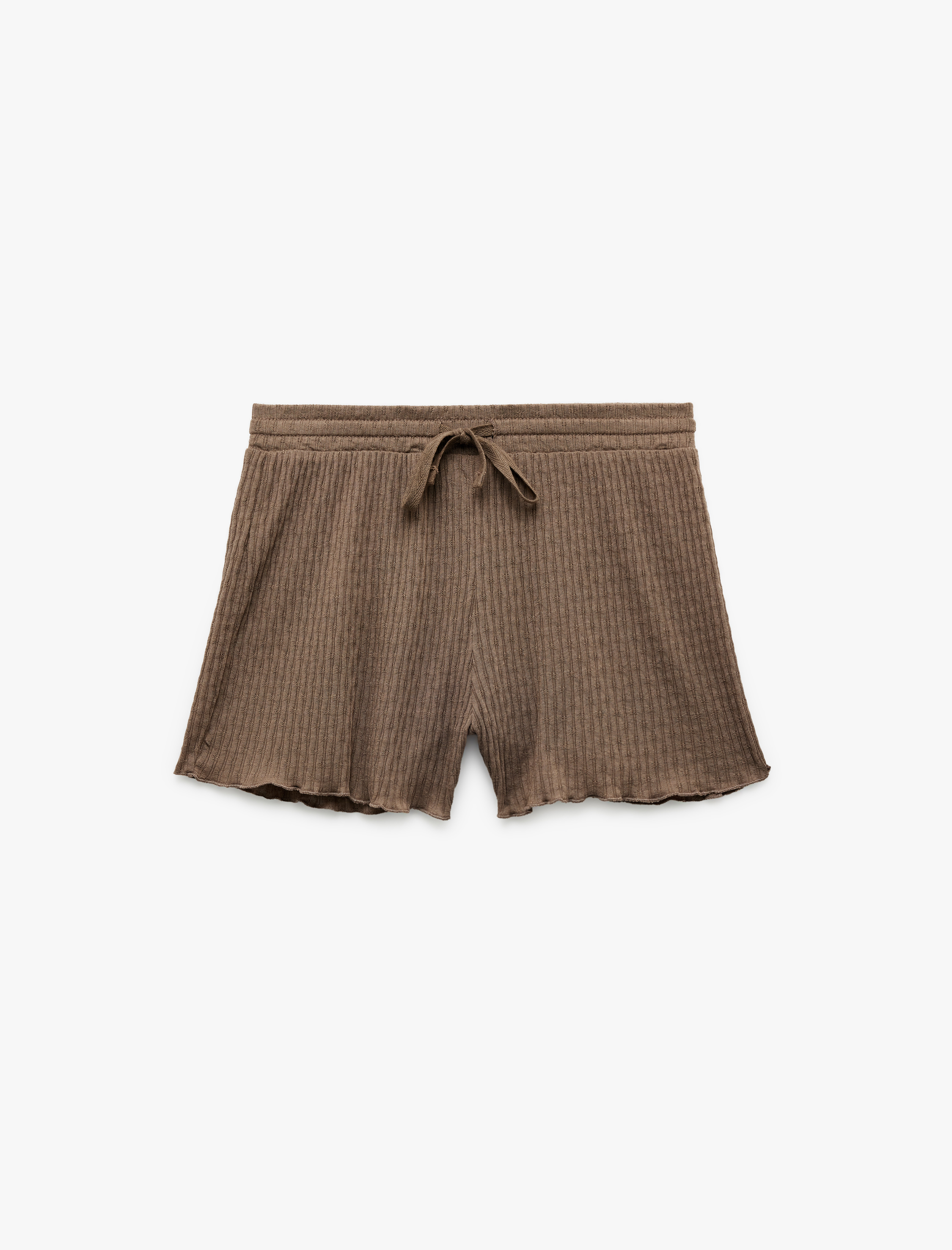   Rahat Kalıp Beli Bağcıklı Mini Şort Pijama Altı