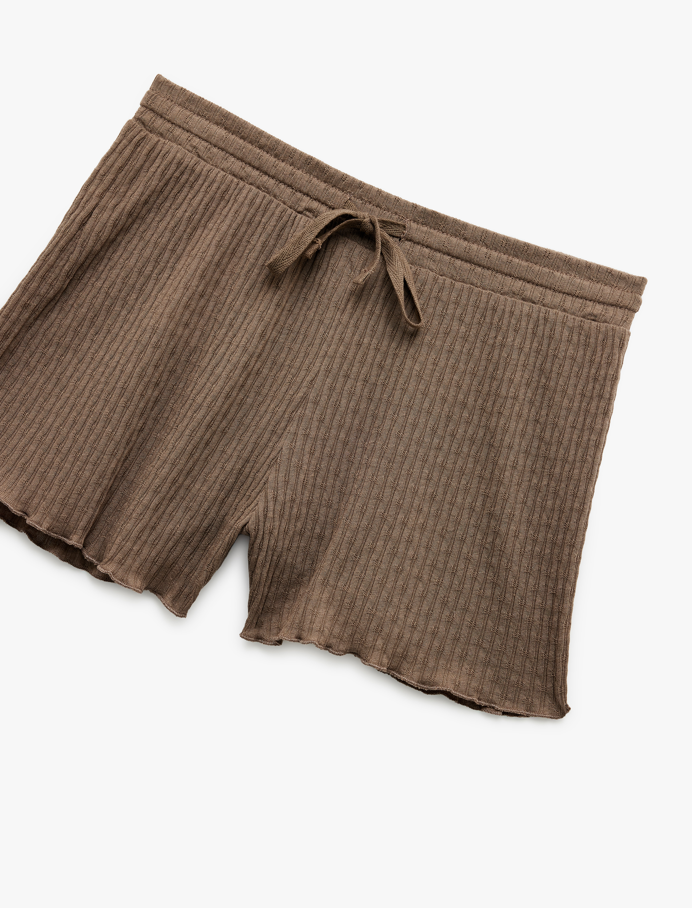   Rahat Kalıp Beli Bağcıklı Mini Şort Pijama Altı