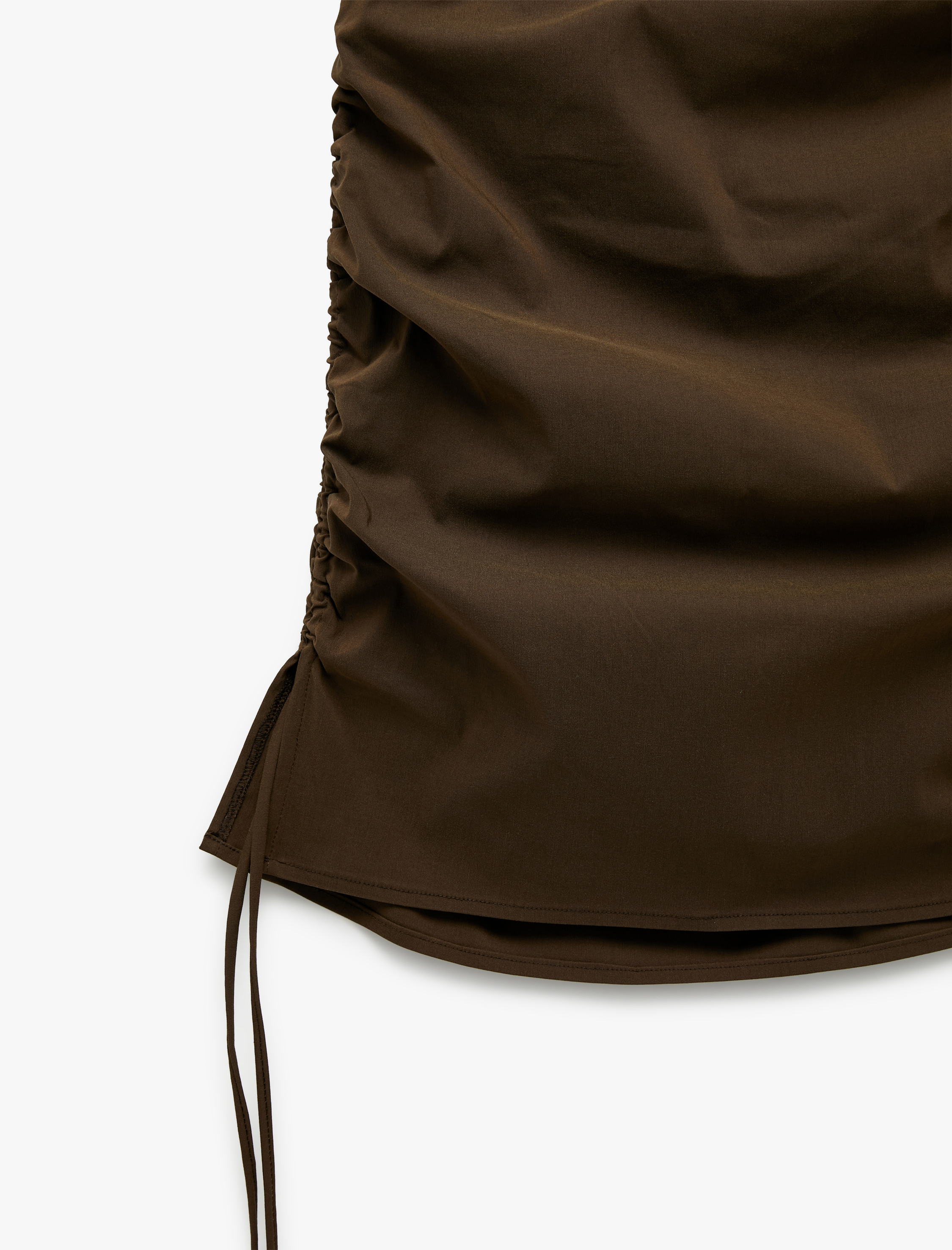 Yanları Büzgülü Drapeli Asimetrik Yaka Omzu Açık Mini Elbise