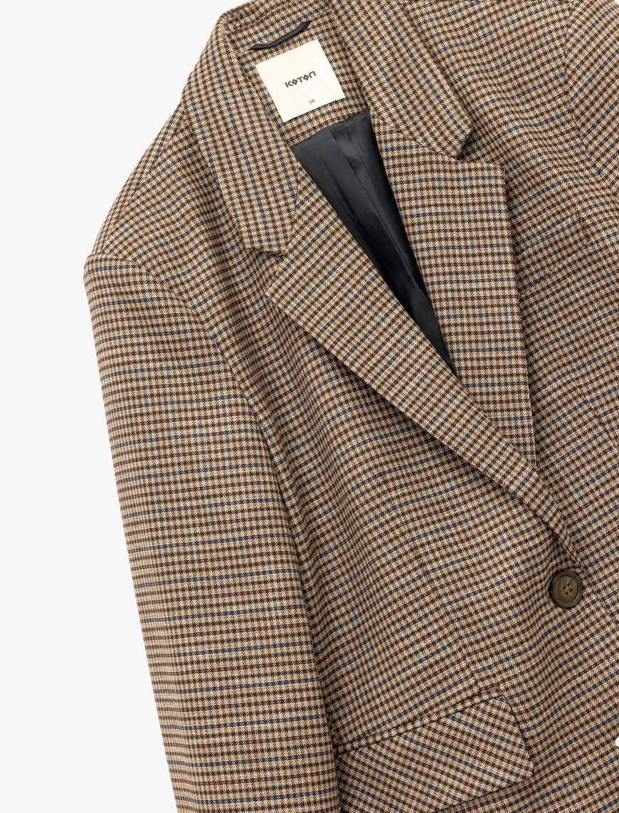   Uzun Kollu Kruvaze Düğmeli Oversize Blazer Ceket