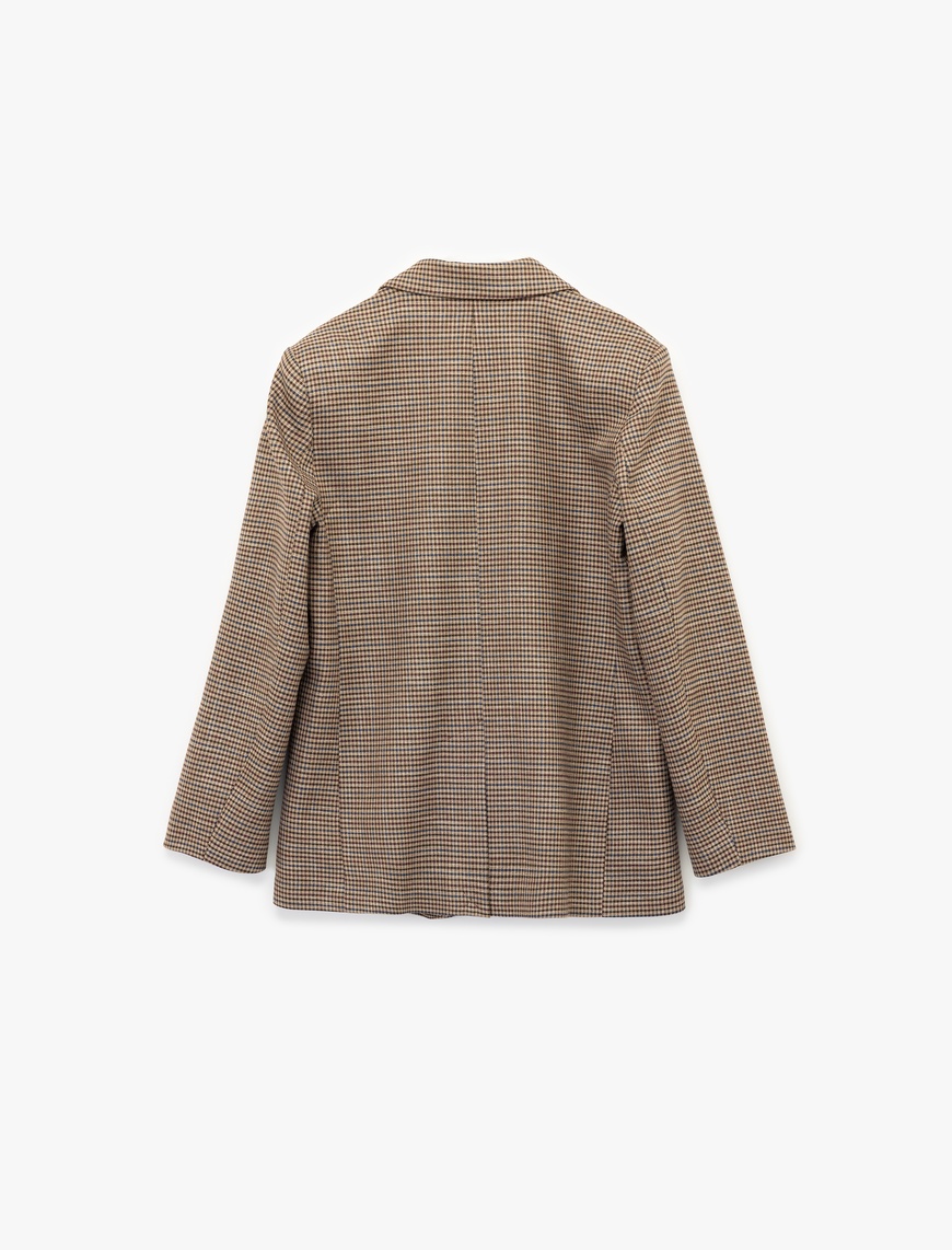   Uzun Kollu Kruvaze Düğmeli Oversize Blazer Ceket