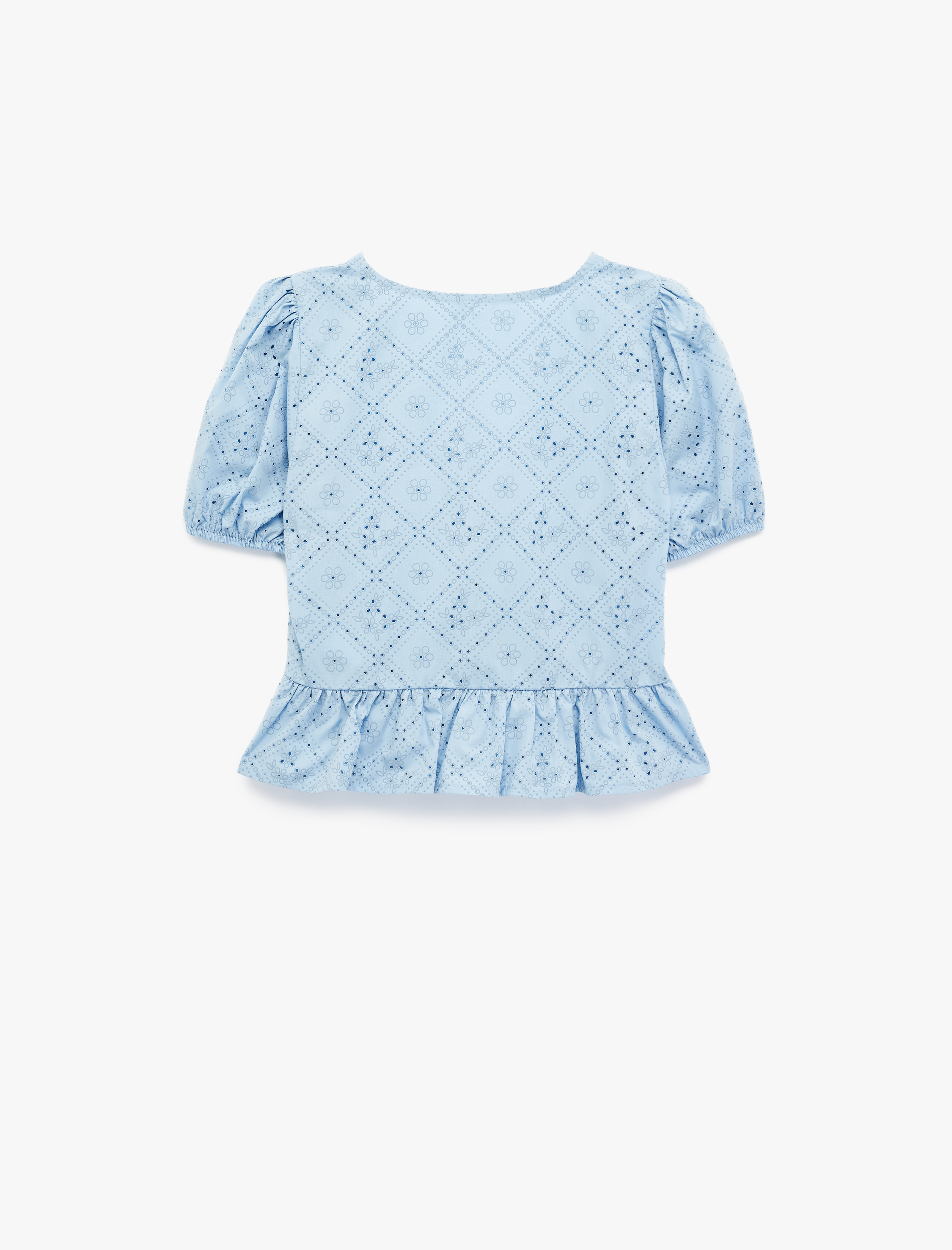   V Yaka Bağlama Detaylı Fiyonklu Balon Kol Fisto Bluz