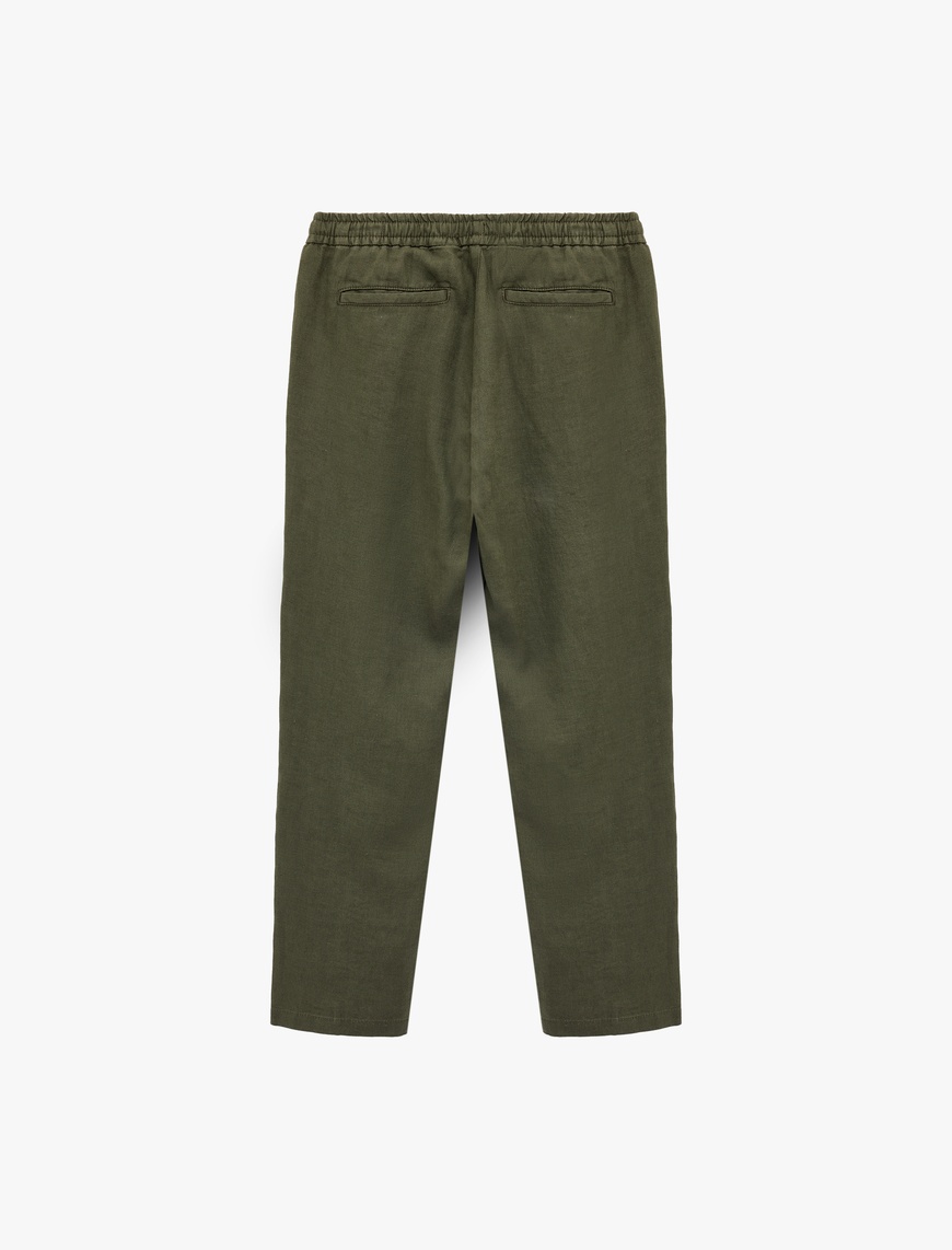   Beli Bağcıklı Cep Detaylı Keten Chino Yazlık Pantolon