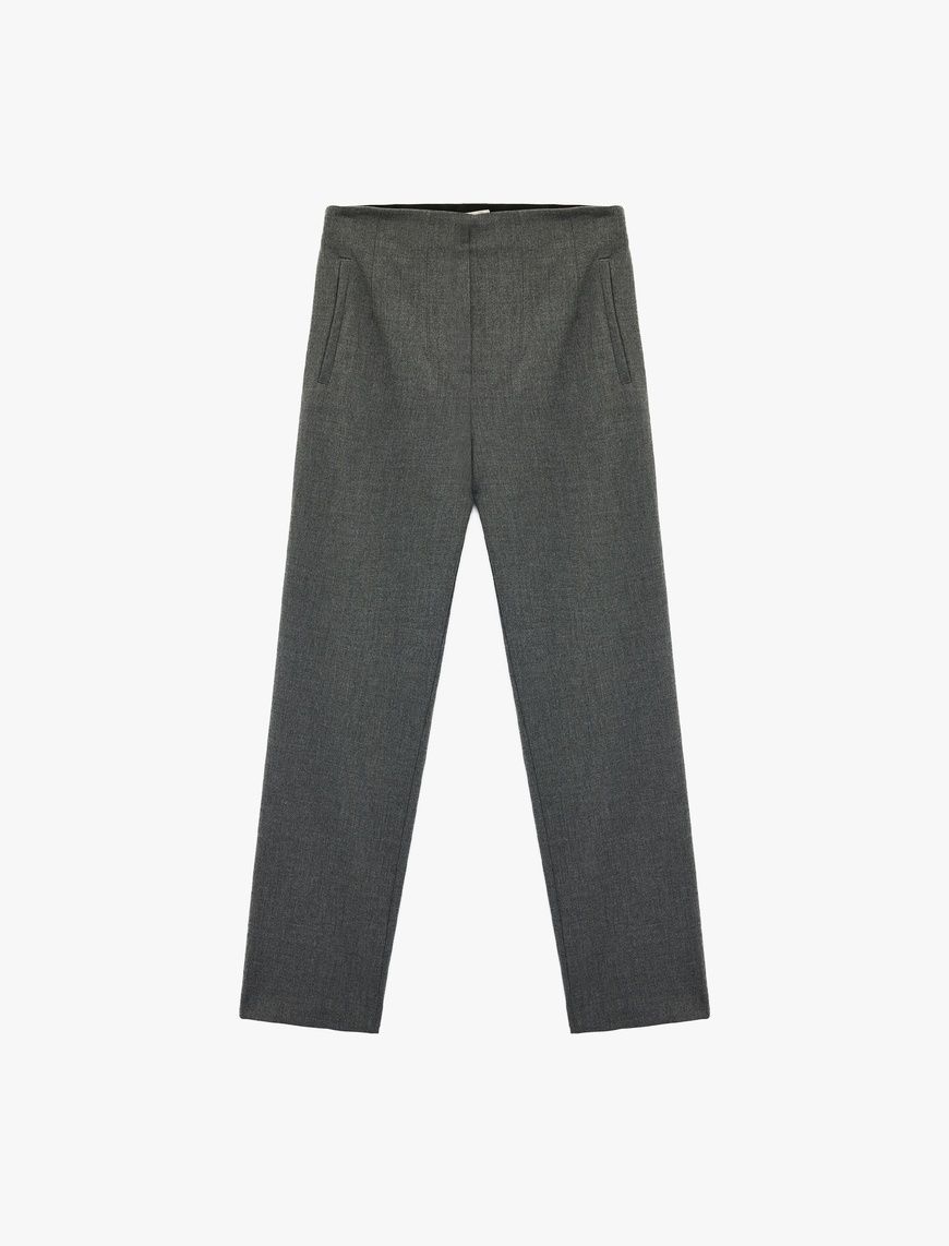   Slim Fit Fleto Cepli Cigarette Kumaş Pantolon