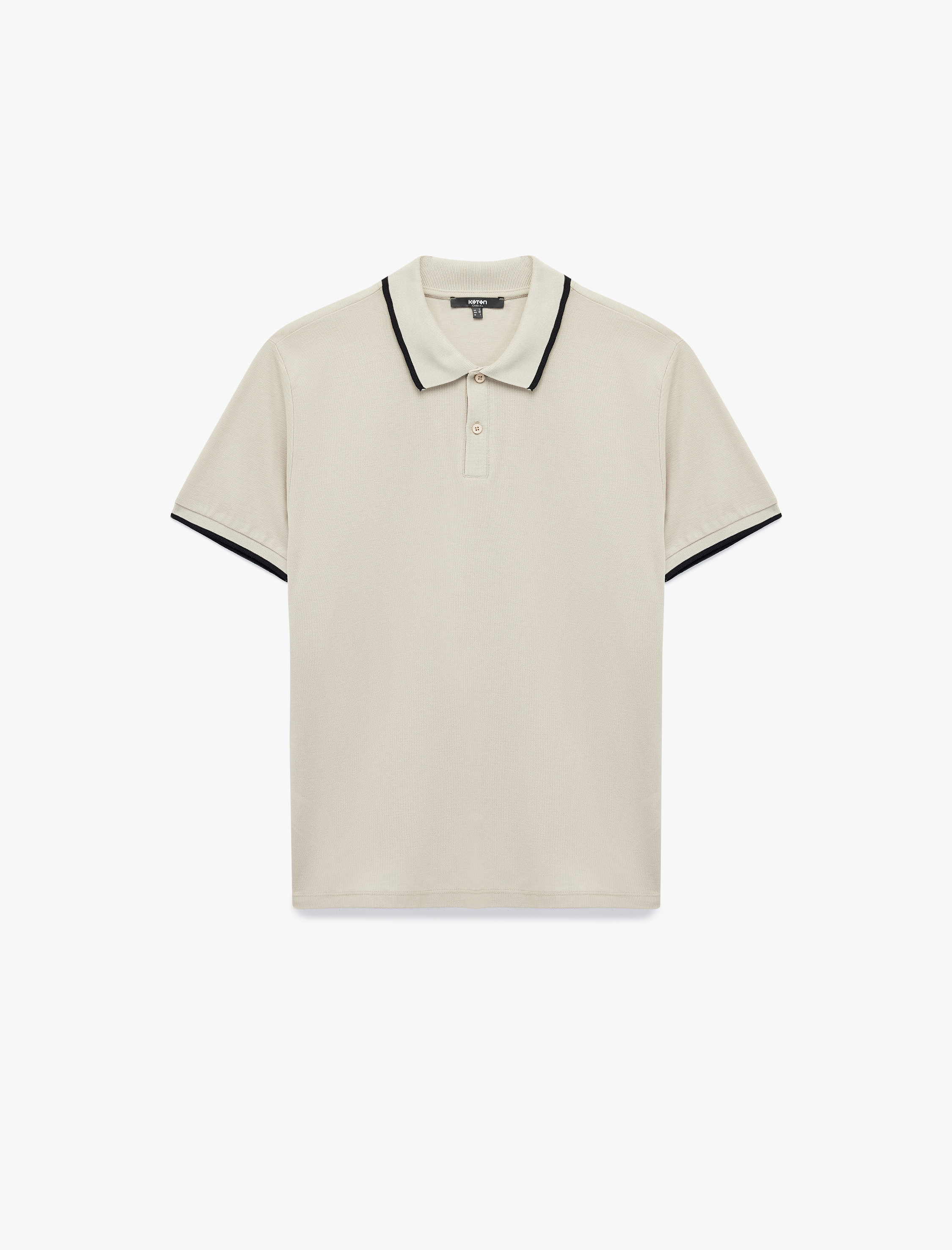   Kısa Kollu Şerit Detaylı Düğmeli Pike Kumaş Pamuklu Slim Fit Polo Yaka Tişört