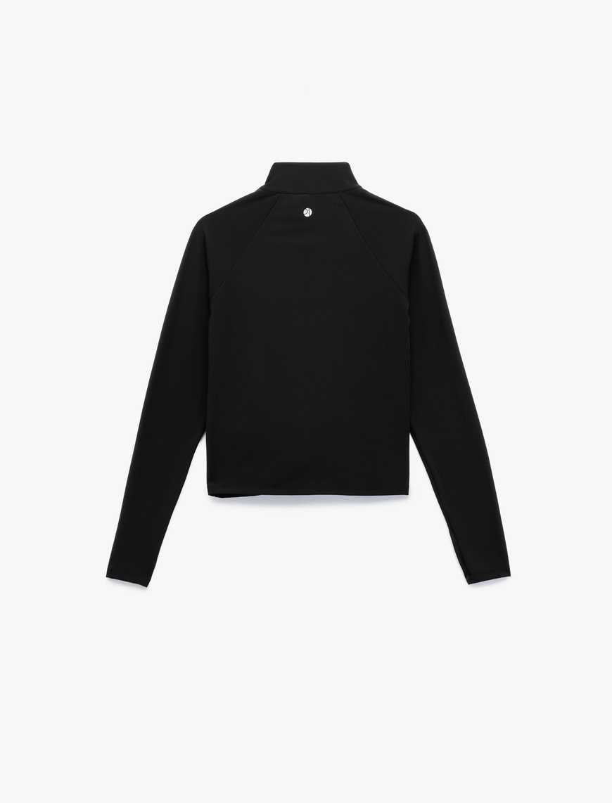   Slim Fit Dik Yaka Uzun Kollu Fermuarlı Spor Sweatshirt